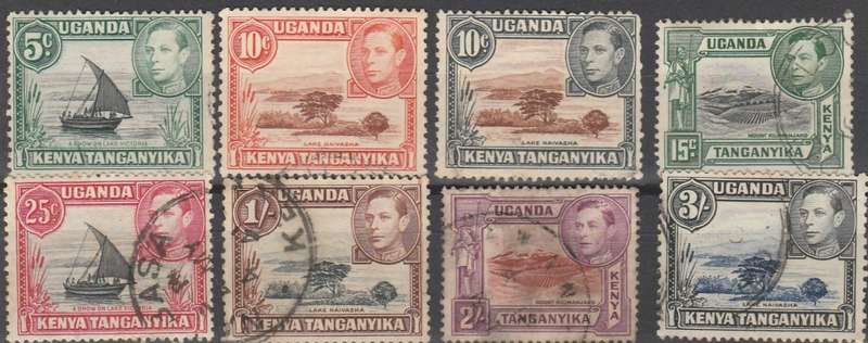 UGANDA-KENYA-TANGANYIKA    1938  KING GEORGE V1   UP TO 3/-