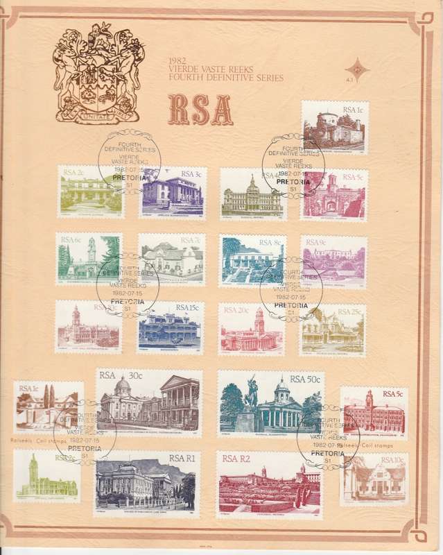 REPUBLIC  RSA  BUILDINGS  MOUNTED SET   1982