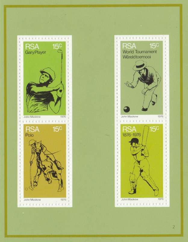 RSA  MINI SHEET   1976    WORLD CHAMPIONS  SACC