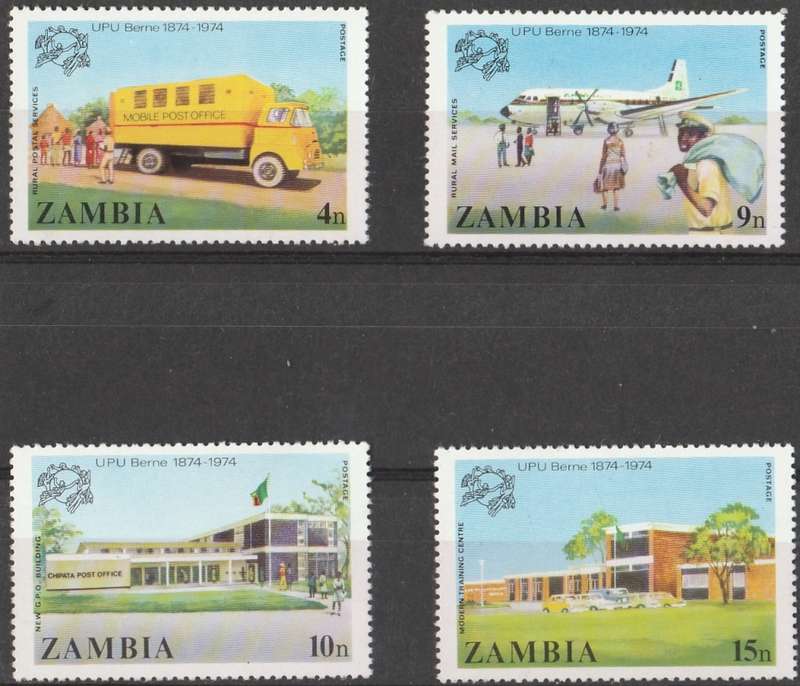 Zambia 1974 Centenery universal postal union     FULL SET