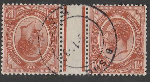 UNION OF SOUTH AFRICA     SACC4C  GUTTER PAIR  1913