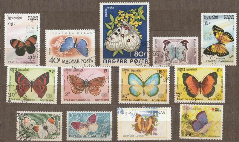 THEMATICS   --BUTTERFLIES       HUNGARY/CAMBODIA
