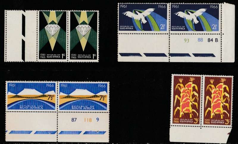 RSA   1966   SACC 254-258         5TH ANNIVERSARY  OF REPUBLIC    UMM