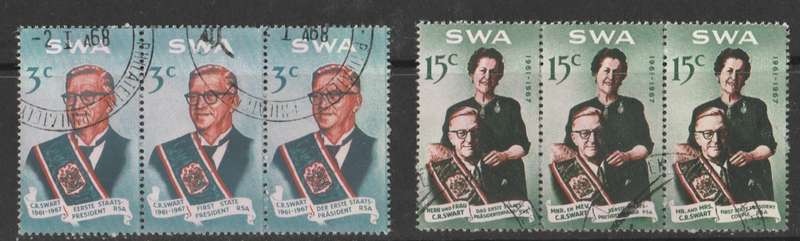 SWA      SACC 234/235     SWART COMMEMORATION     SETS OF 3    1968