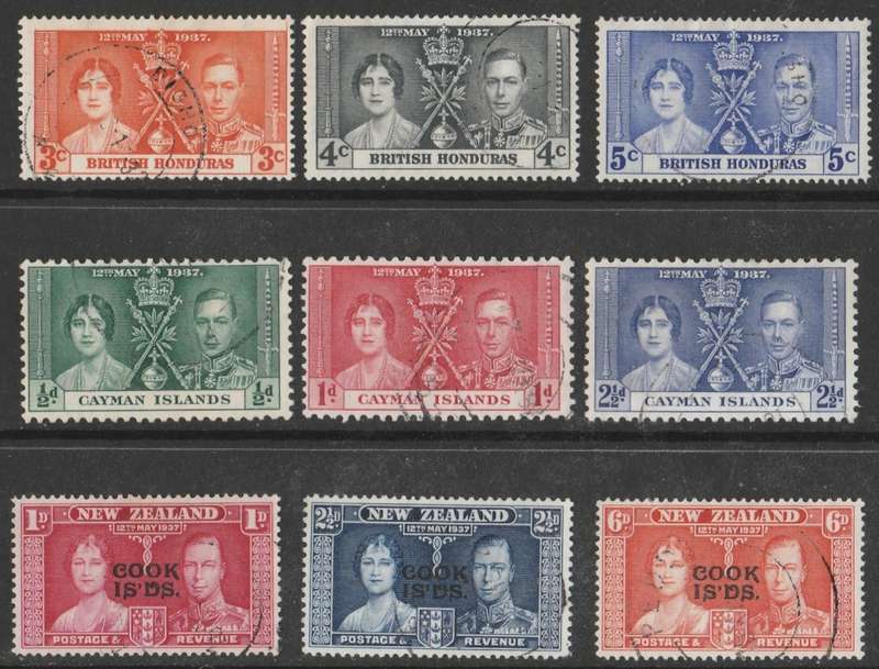 COOK ISLAND-CAYMAN-BRITISH HONDURAS        1937     3  FULL SETS   CORONATION