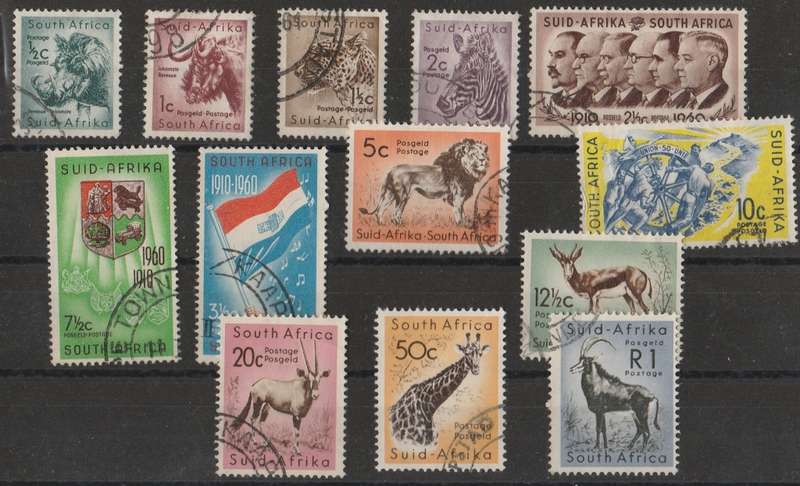 UNION OF SOUTH AFRICA     1961 1ST DIF    DECIMAL   FULL SETSACC184-196