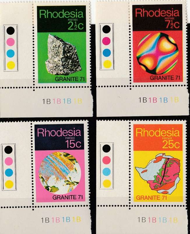RHODESIA   1971   GRANITE 71   SACC227-230    UMM  CORNER  MARGINALS