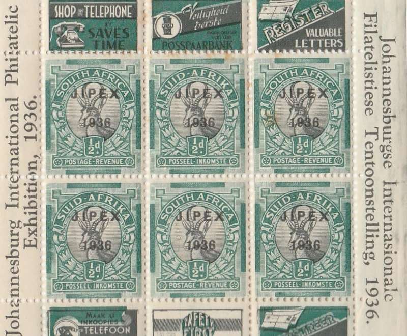 UNION OF SOUTH AFRICA    JIPEX   1936    HALF PENNY SHEET