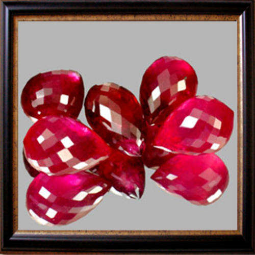 Natural Rubies 5pc  6.56ctw Pigeon Blood Red Briolette Facets, Lovely Gemstones