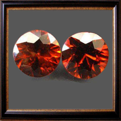 Natural Zircon 1.38ctw 2pc Orange Red Round Facet, Gemstones