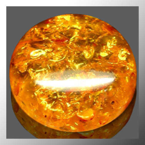 Natural Amber 12.50ct Honey Yellow Round Cabochon, Gemstone