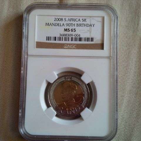 MS65 Mandela Coin 2008 90th Birthday - SMILEY FACE