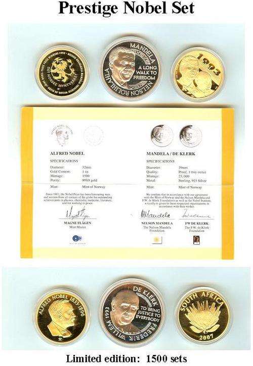 Mandela Nobel Prestige set, R25 000 Pure Gold Value!!!!!!!!!!