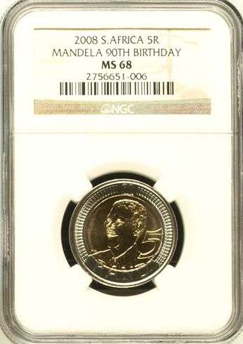 2008 Mandela R5 Birthday coin MS68!!!ONLY 9 GRADED IN THE WORLD BY NGC- CRAZY R1 START!!!!!