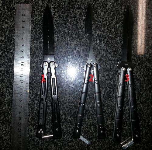 Beginner butterfly knife for tricks . semi-sharped steel