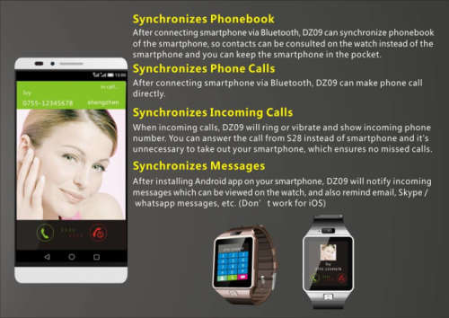 DZ 09 SMART WATCH PHONE - BLACK