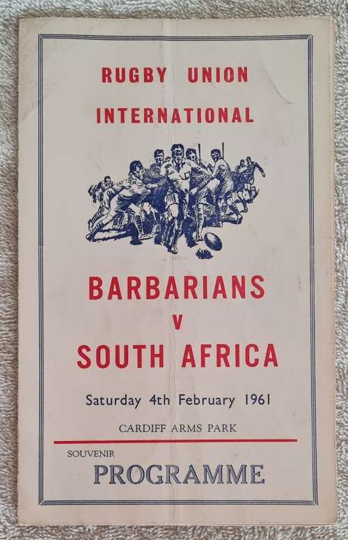 Barbarians vs South Africa 1961 Rugby Match Programme