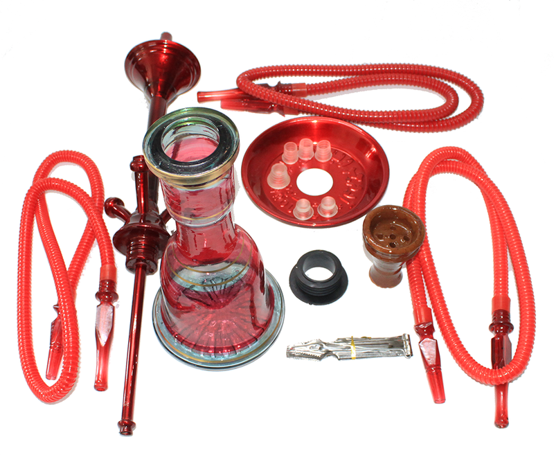 Hookah Shisha 3 Pipe Set-RED