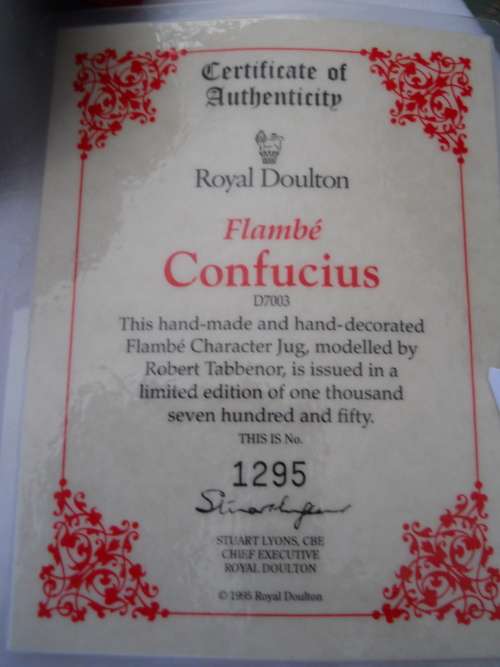 Royal Doulton  Flambe  -   CONFUCIUS