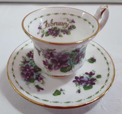 Royal Albert  -  February  -  Miniature  Cup & Saucer