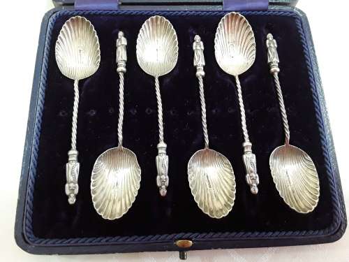 Sheffield 1899  -  Cased  -  Apostle  Tea Spoons