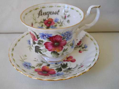 Royal Albert  ''August - Poppy'  Cup  &  Saucer