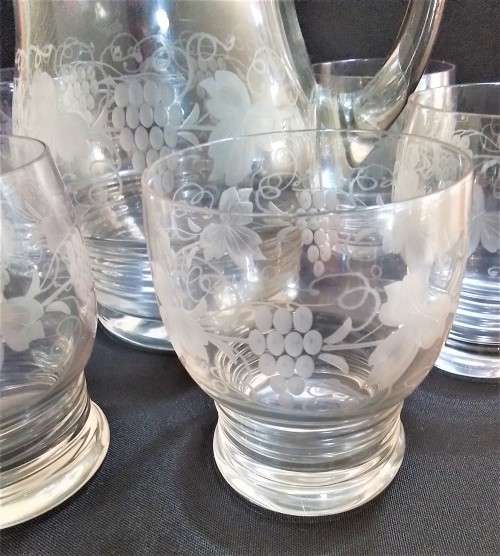 Stuart  Crystal  -   Leaf  &  Grape  -   7pc  Water  Set