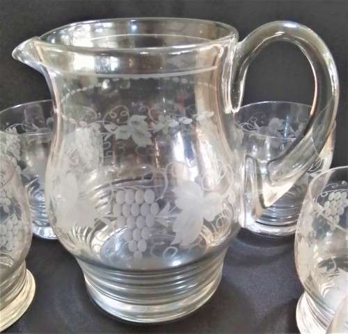 Stuart  Crystal  -   Leaf  &  Grape  -   7pc  Water  Set