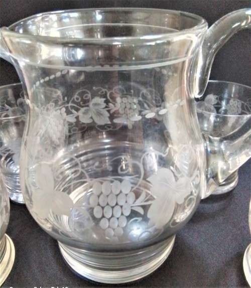 Stuart  Crystal  -   Leaf  &  Grape  -   7pc  Water  Set