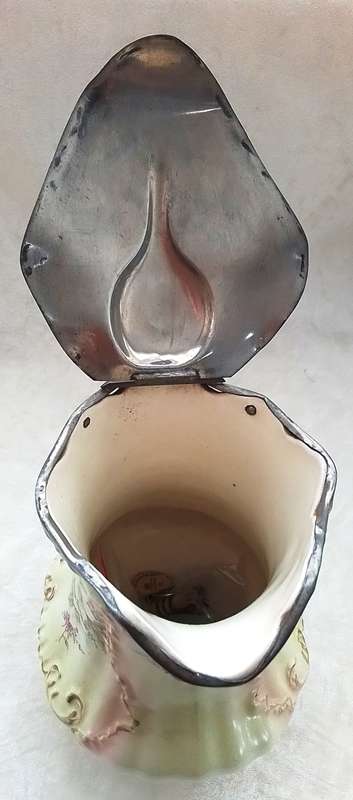 Victorian  Pewter  Capped   Porcelain  Jug