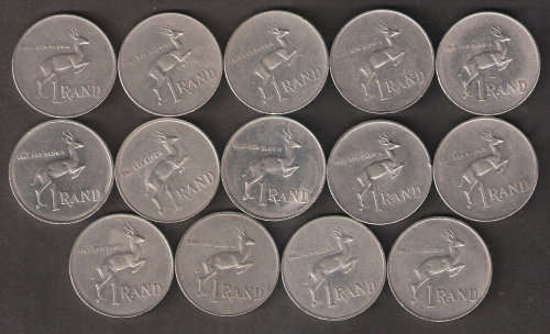RSA 14 x R1 Nickle  coins from 1977 to 1990 - as per scan