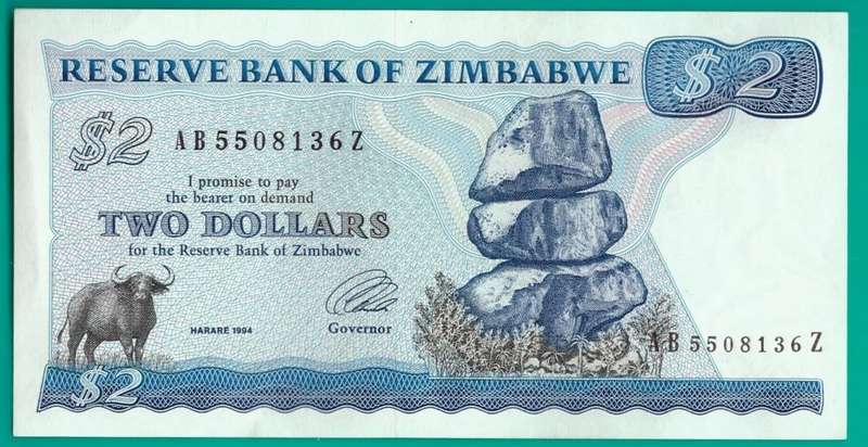 Zimbabwe 2 Dollars 1994 P.1c UNC - as per scan
