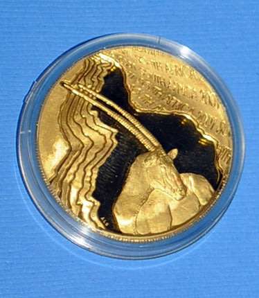 Gold Proof Natura 1oz - Oryx Launch CW Mintmark With Silver Figurine - Mintage 491