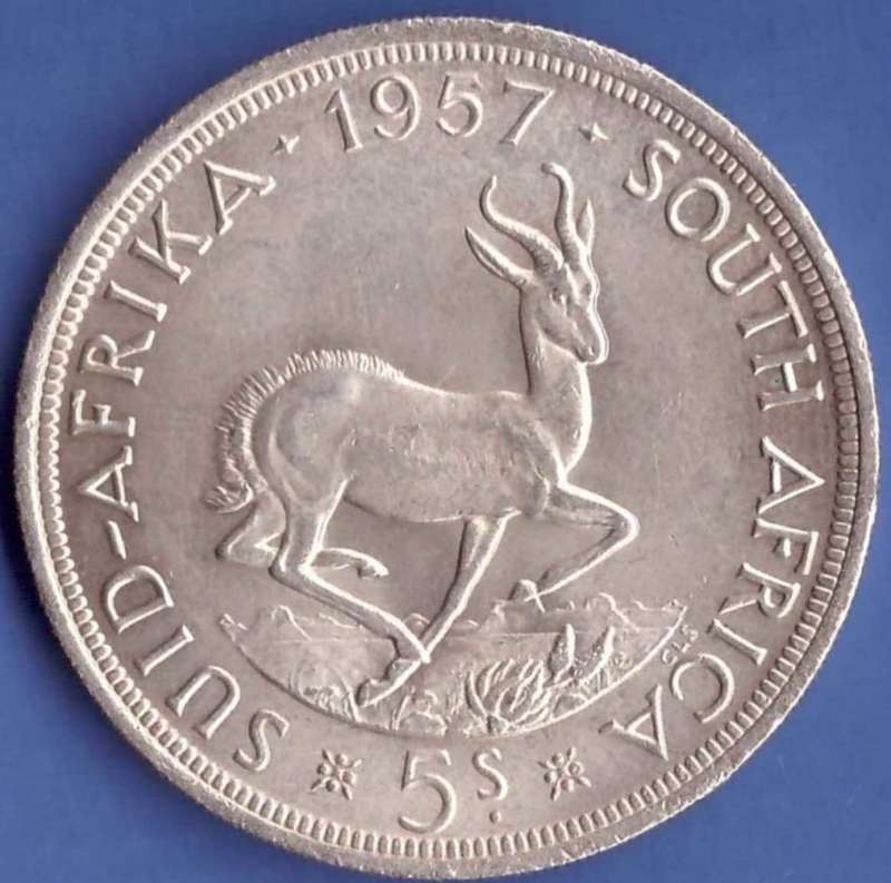 SUID-AFRIKA · 1957· SOUTH AFRICA 5 SHILLINGS - as per scan