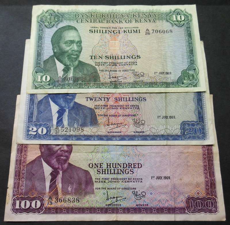 *CRAZY R1 START* Kenya - Set of 3 notes from 1969