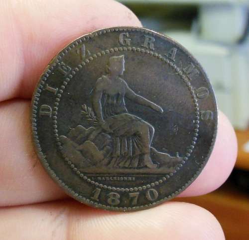 *CRAZY R1 START* Spain 10 Centimos 1870 - *Nice* condition