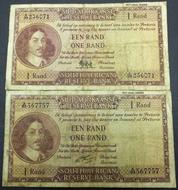 *CRAZY R1 START* SA 1 Rand 1960's - Rissik & de Kock signatures