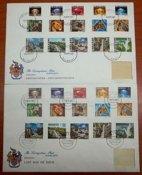 *CRAZY R1 START* 1980 First & Last Day Covers,  Rhodesia - Zimbabwe