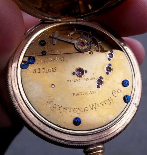 *CRAZY R1 START* Lancaster,PA gold-plated pocket watch by Keystone Watch Co. - for Restoration/Parts