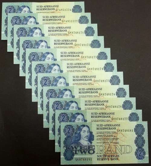 *CRAZY R1 START* SA 2 Rand from the late 1980's - 11 notes in Great Condition