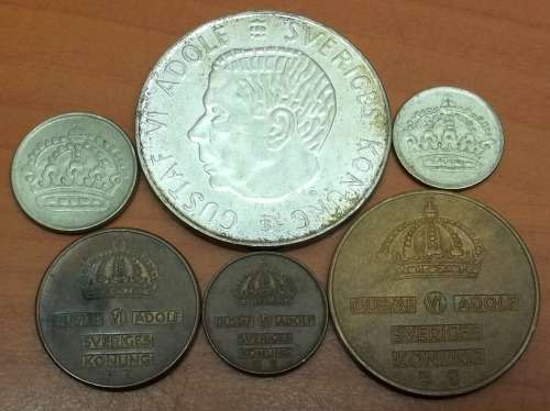 *CRAZY R1 START* Sweden - Set of 6 coins from the mid 1950's