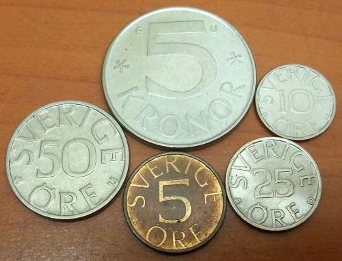 *CRAZY R1 START* Sweden - Set of 5 coins from early 1980's - bid per coin