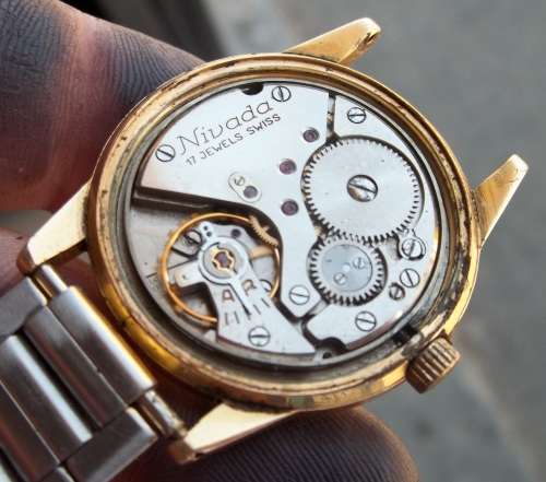 *CRAZY R1 START* NIVADA Discus 17 Rubis manual wind gent`s watch - Partly working