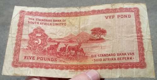 *CRAZY R1 START* SWA Standard Bank 5 Pounds 1958 - *SCARCE*