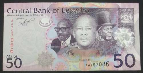 *CRAZY R1 START* Lesotho 50 Maloti 2010 - AA Prefix, Nice condition