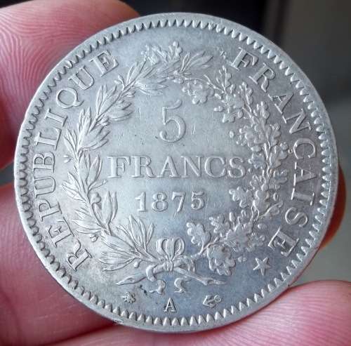 *CRAZY R1 START* France 5 Francs 1875 - Beautiful condition - R253 worth of Silver