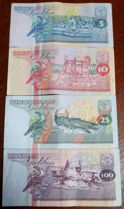 *CRAZY R1 START* Suriname 5,10,25,100 Gulden 1990`s