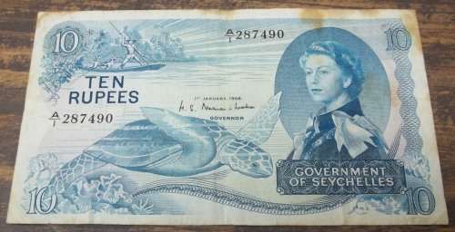*CRAZY R1 START* Seychelles 10 Rupees 1968 - *Scarce*
