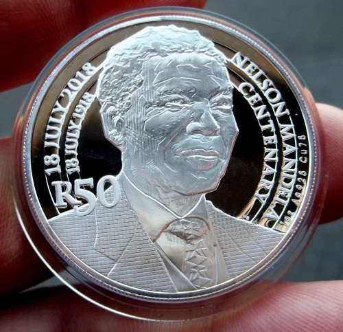 2018 RSA STERLING SILVER 50 Rand Nelson Mandela Centenary