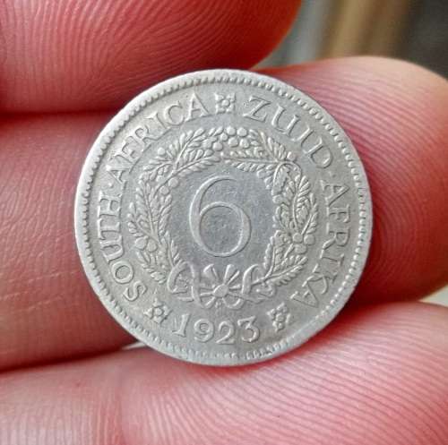 *CRAZY R1 START* SA Union 6 Pence 1923 - Planchet error on rim